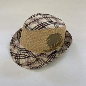 Vintage Panama Jack Fedora Palm Tree Plaid Pattern Beachy‎ Preppy EUC LARGE/XL